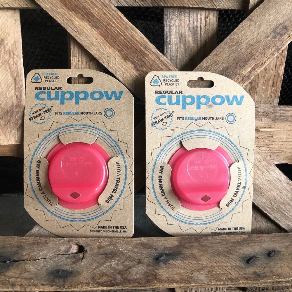 NWT Cuppow  Canning Jar drinking Lid for Regular Mouth Pink set of two (48)